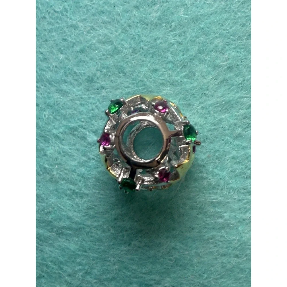 Ningan 925 Sterling Silver Made Green Red Gold Christmas‎ Holiday Tree Charm New